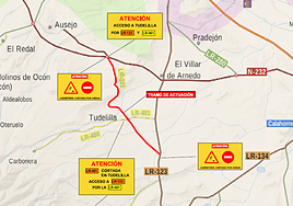 Cortada la carretera LR-381 en Tudelilla hasta el 14 de julio