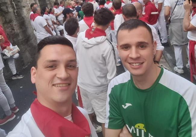 Mario del Río y Marcos López, también de Calahorra, este lunes.