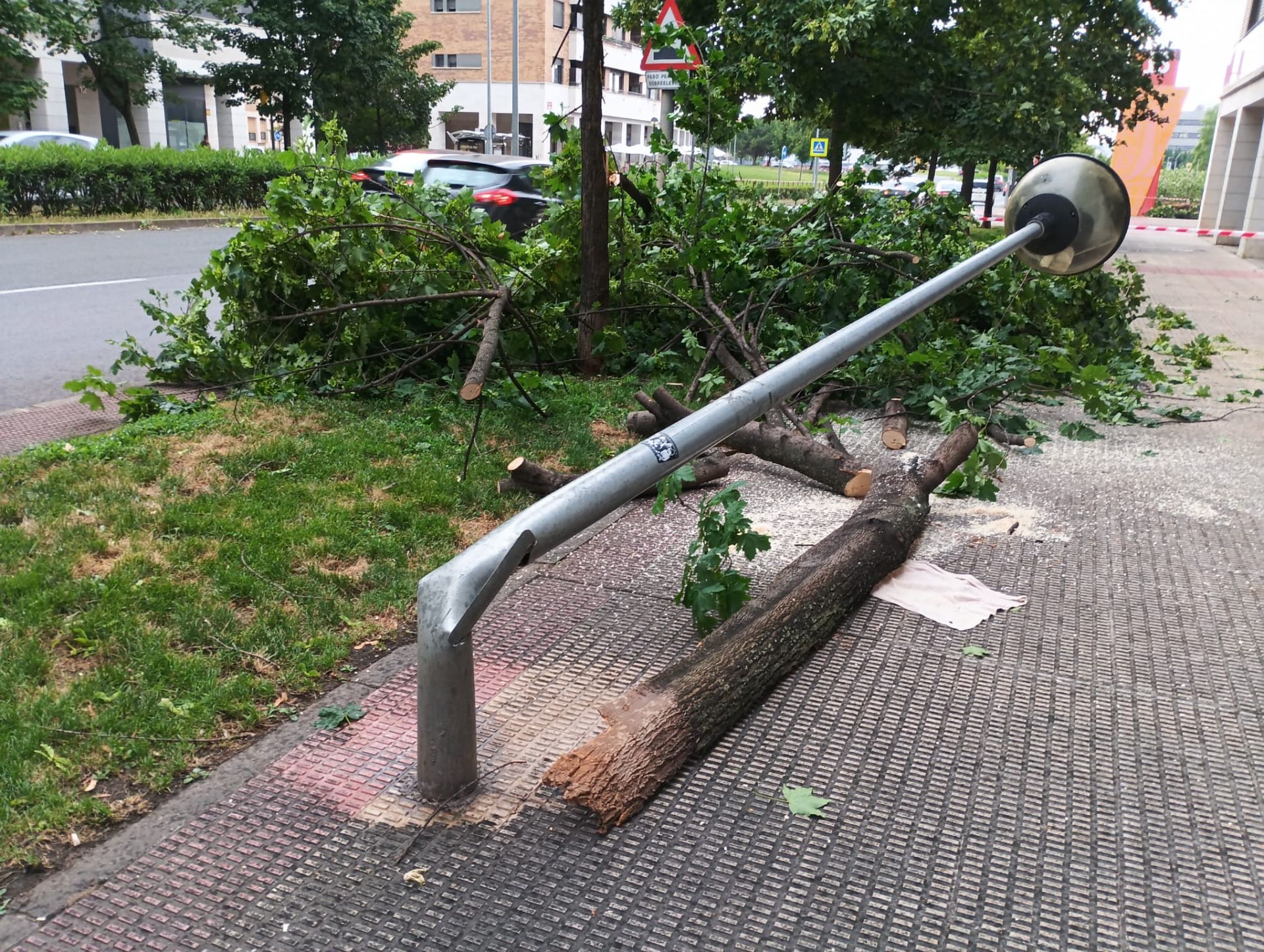 El viento pudo con una farola de Los Lirios