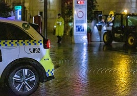 Coche policial en el centro de Logroño.