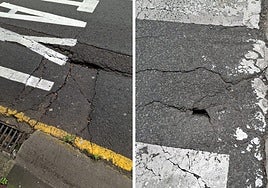 Los baches en el asfalto en calles logroñesas, hoy en La Guindilla.