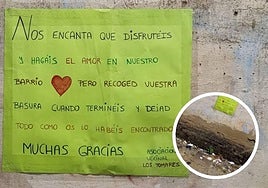 Cartel colocado por la asociación de vecinos Los Tomares.