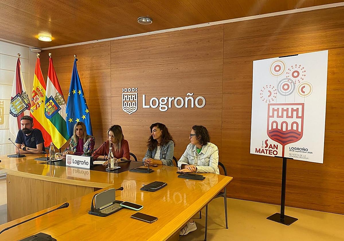 Los miembros del jurado: el funcionario Pablo Sobrino; la represetante de A Crear, Sylvia Alcántara; la concejala de Festejos, Laura Lázaro; la directora de la Esdir, Mónica Yoldi; y la concejala de Podemos-IU, Amaia Castro.