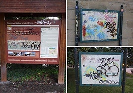 Paneles pintados en los parques del Ebro y de La Ribera, hoy en La Guindilla.