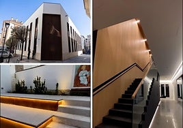 Imagen de archivo del antiguo colegio San Bernabé y el nuevo interior del coworking.