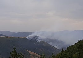 Imagen del incendio registrado en el paraje Calamantío.