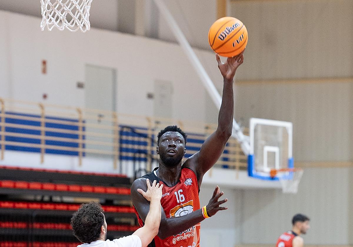 Waly Niang lanza a canasta en el entrenamiento de ayer.