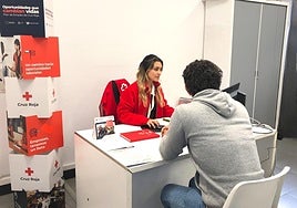 Personal de Cruz Roja atiende a un beneficiario del programa.