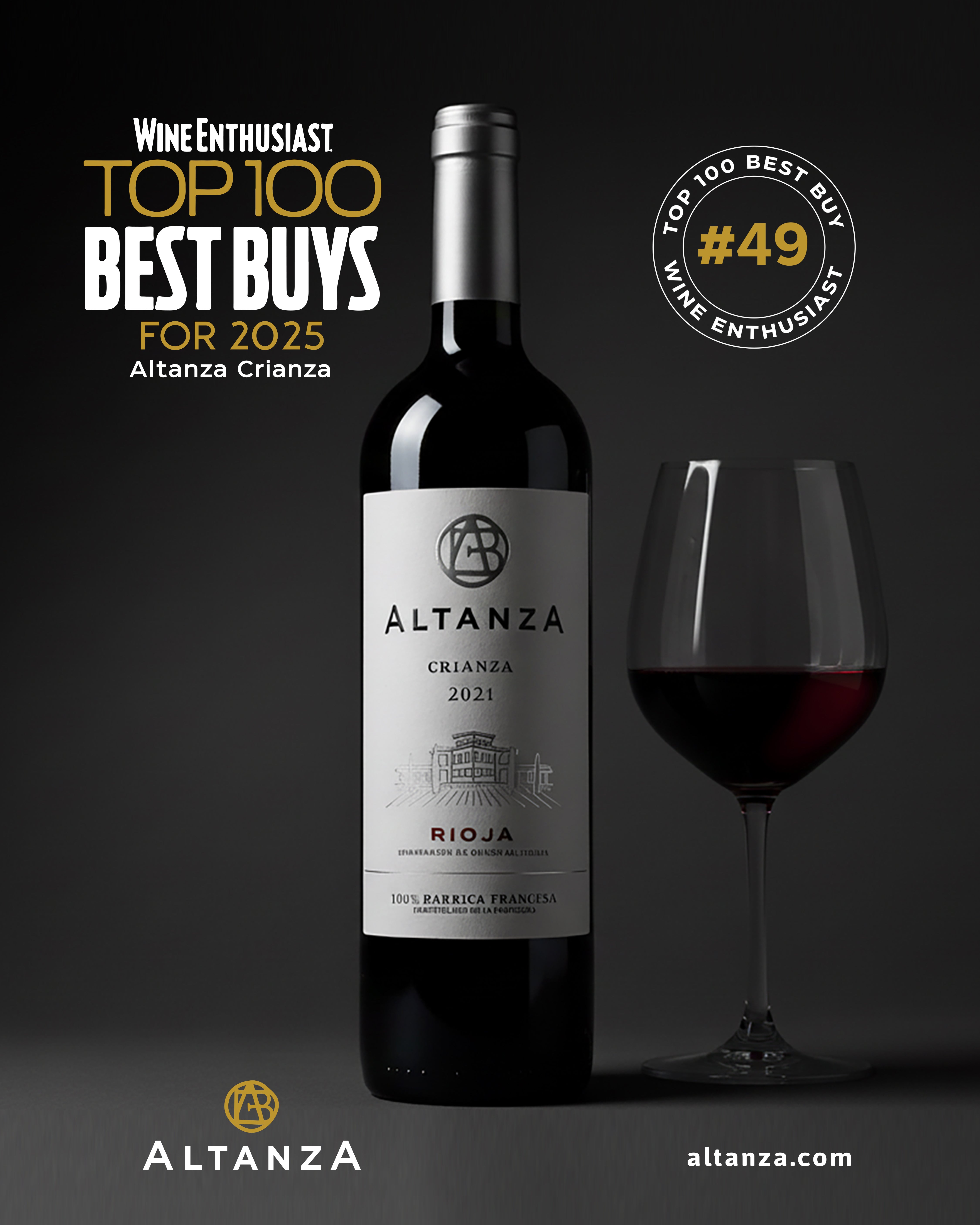 El crianza de Altanza, en la lista de 'Best buy' de Wine Enthusiast