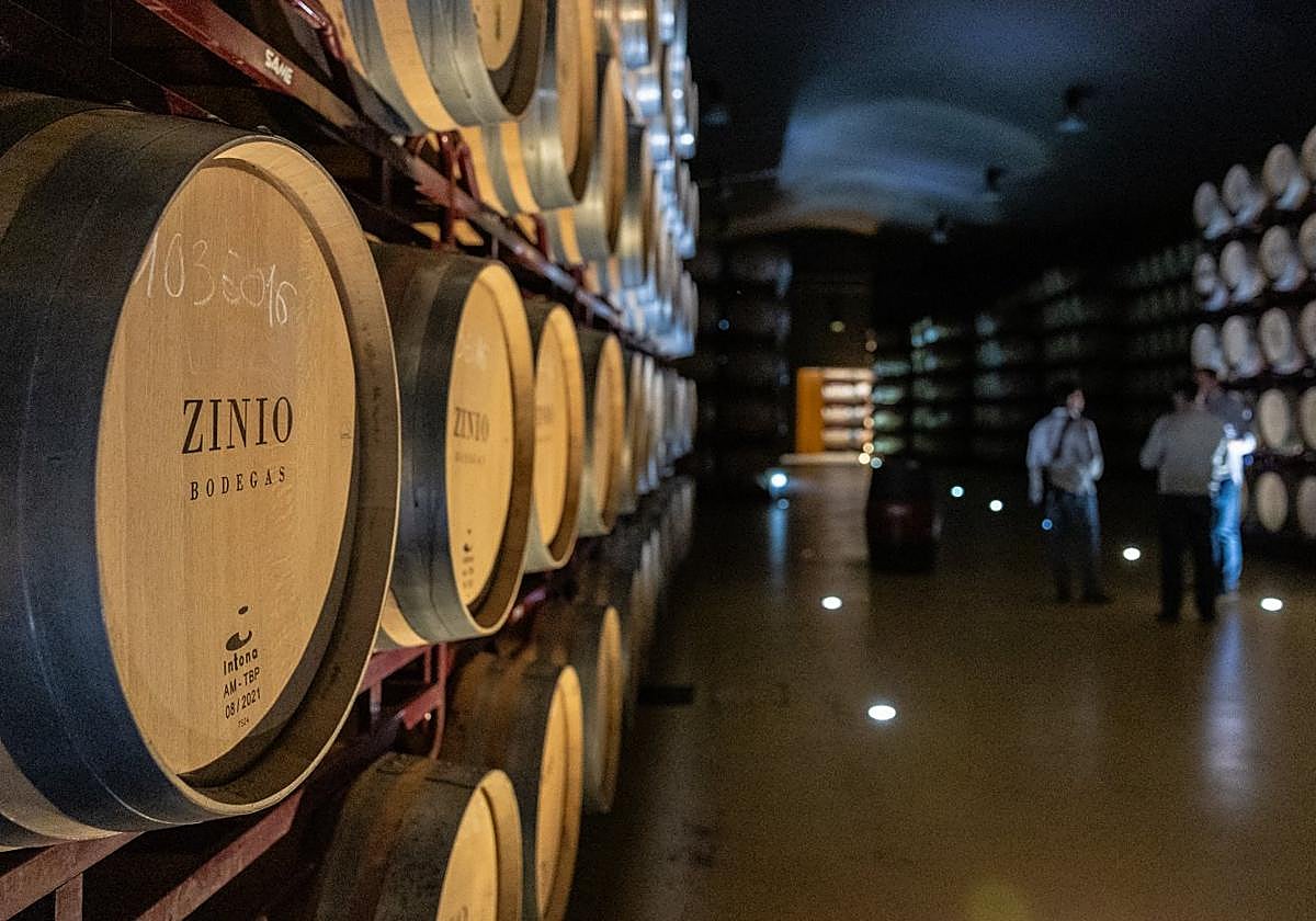 Sala de barricas de la bodega.