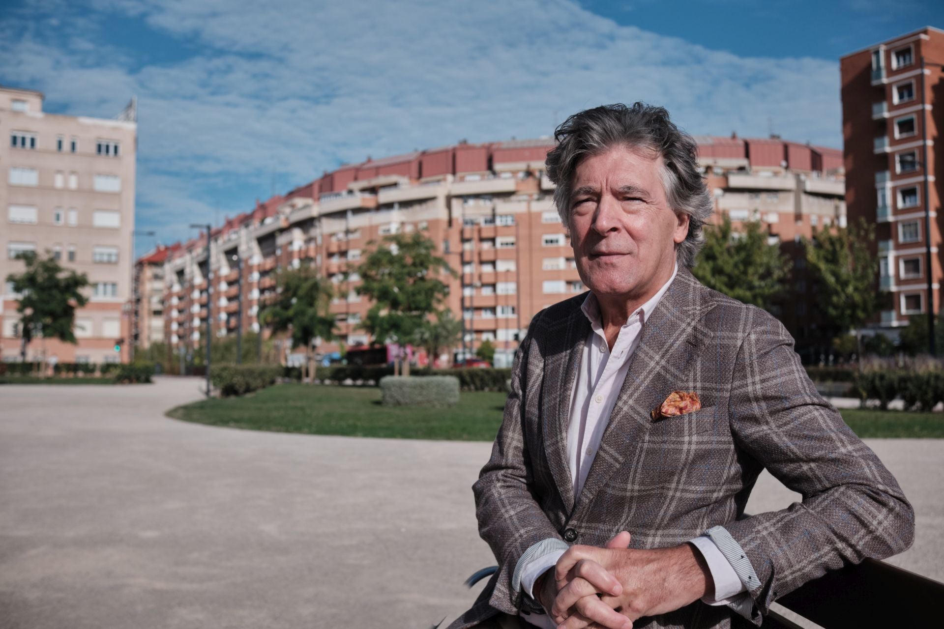 Miguel Ángel García, presidente del Colegio de Farmacéuticos, en el parque princesa Leonor