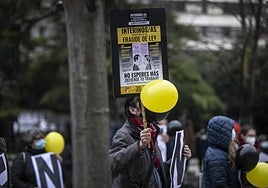 Interinos riojanos en una manifestación de 2021 exigiendo sus derechos.