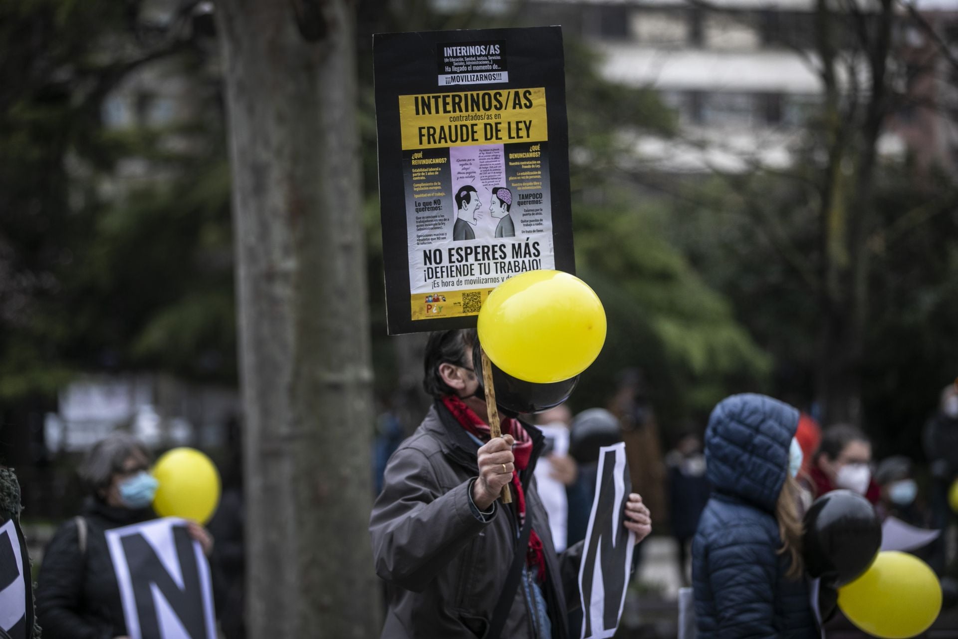 Interinos riojanos en una manifestación de 2021 exigiendo sus derechos.
