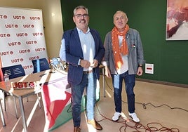 Jesús Izquierdo y Pepe Álvarez, de UGT, este miércoles.