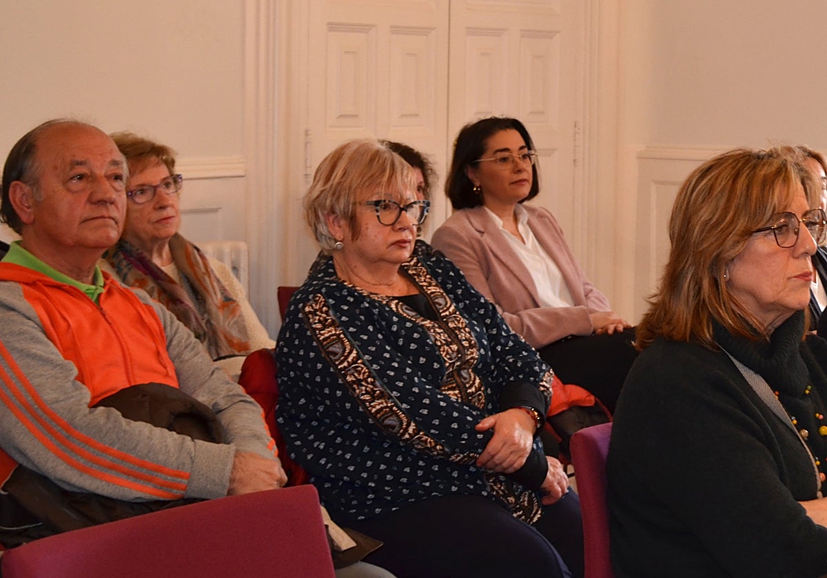 Elisa Garrido, al fondo, siguiendo el pleno sobre el Hospital de Calahorra del que fue expulsada.