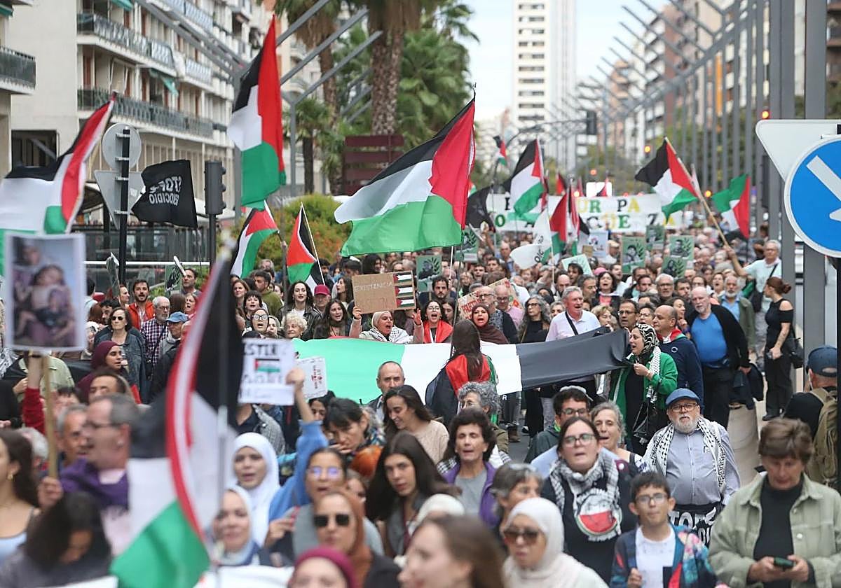 Manifestación por Palestina el pasado 4 de octubre en las calles de Logroño.