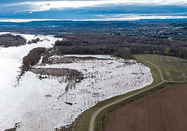 Imagen del funcionamiento de la zona de expansión dada al Ebro durante una reciente avenida.