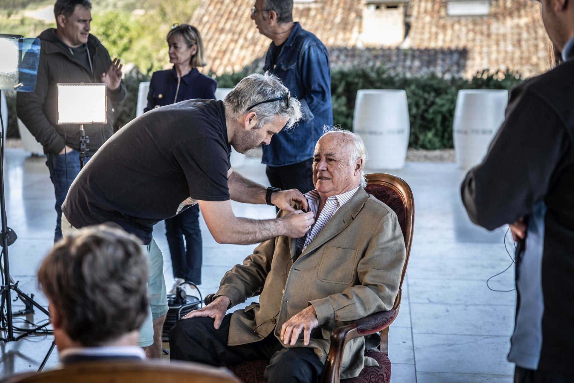 Rodaje en Marqués de Riscal, con Francisco y Luis Hurtado de Amézaga.