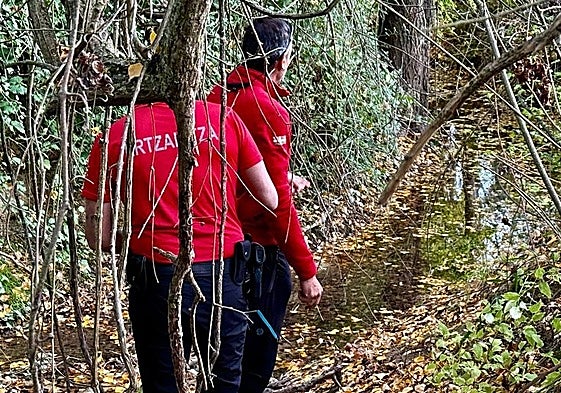 Labores de búsqueda de la Ertzaintza en la zona.