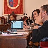 La portavoz de Vox, Maite Arnedo, en el pleno extraordinario de ayer lunes.