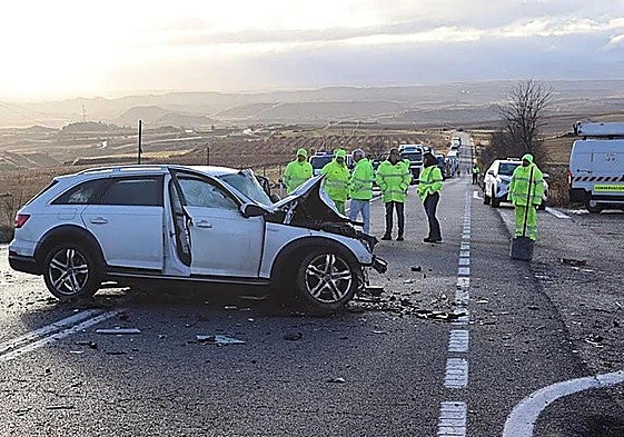 Accidente en la N-232, en Foncea, el pasado 26 de noviembre, con un muerto y siete heridos.