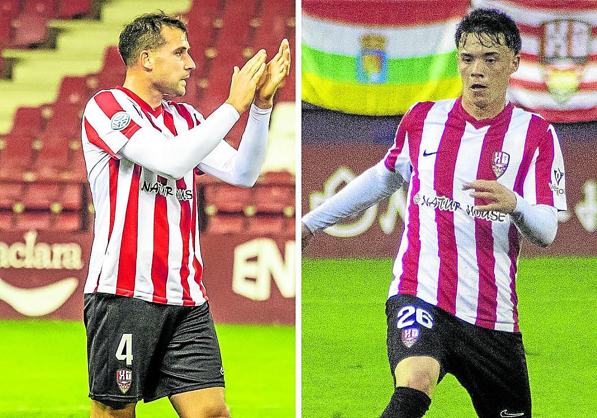Cabetas y Larrea en diferentes partidos con la UD Logroñés.