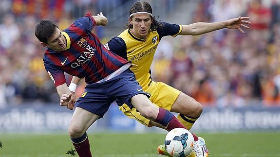 Messi y Filipe Luis, en su último partido de Liga de la temporada.