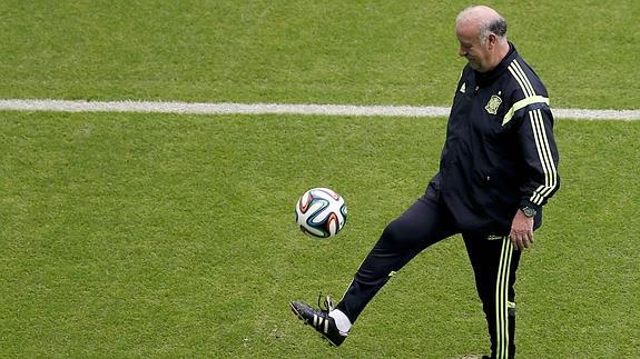 Del Bosque, durante un entrenamiento. 