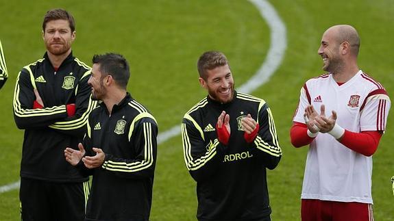 La selección, durante su último entrenamiento en Curitiba 