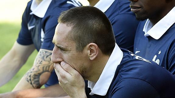 Ribery, durante la foto de la selección francesa.