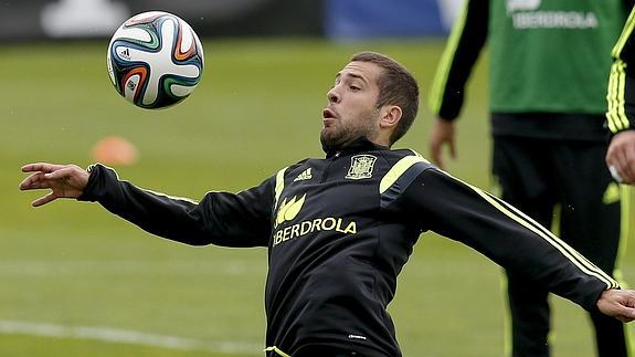 Alba, en un entrenamiento en Brasil. 