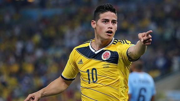 James Rodríguez celebra el segundo gol ante Uruguay. 