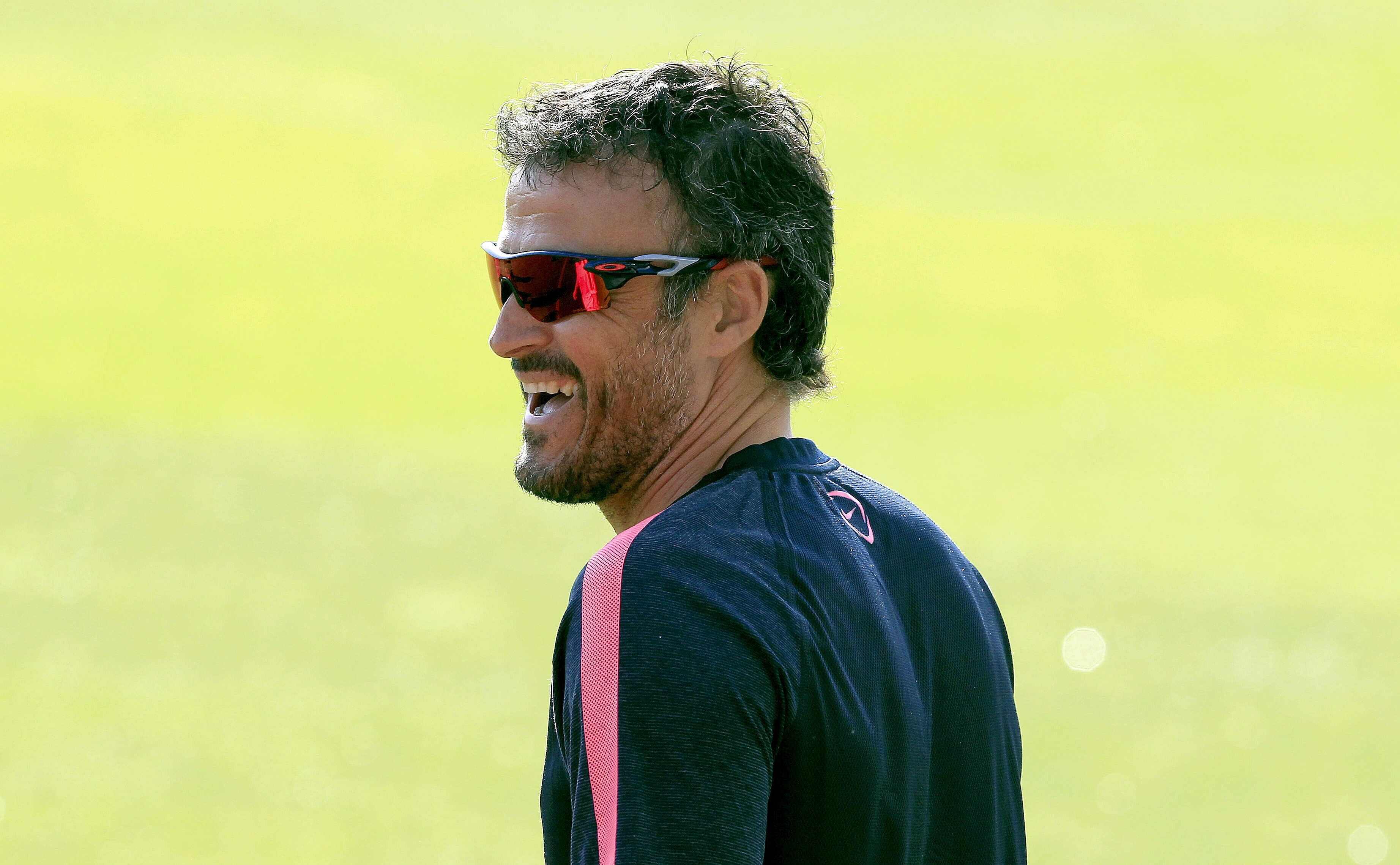 Luis Enrique, durante un entrenamiento con el Barça. 