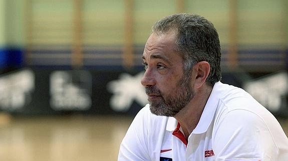 Orenga, durante un entrenamiento de la selección. 