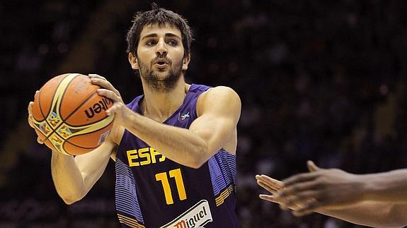 Rubio, en un partido con la selección. 