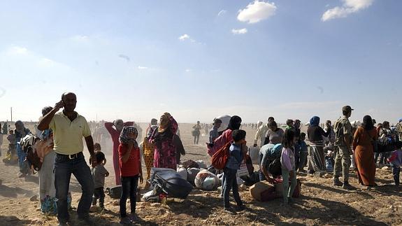 Un grupo de refugiados kurdos.