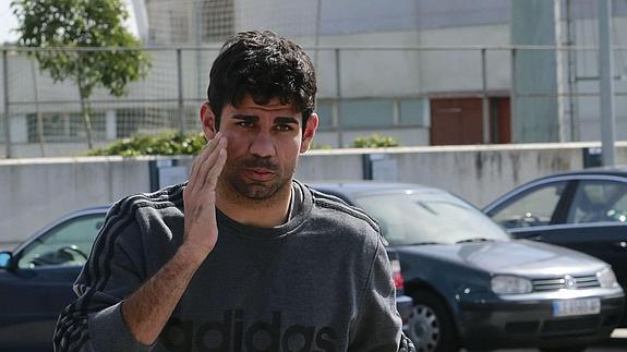 Diego Costa, en una concentración con España. 