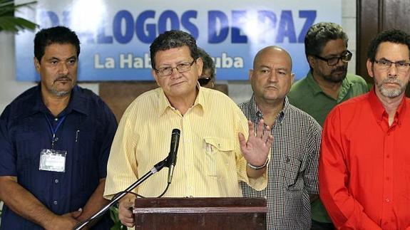 Los negociadores de las FARC, ayer en La Habana 