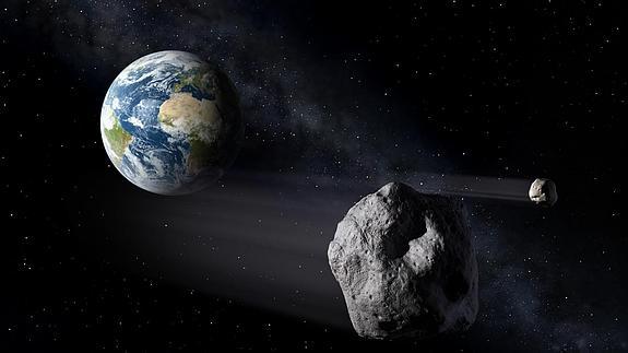 Un asteroide acercándose a la Tierra. 