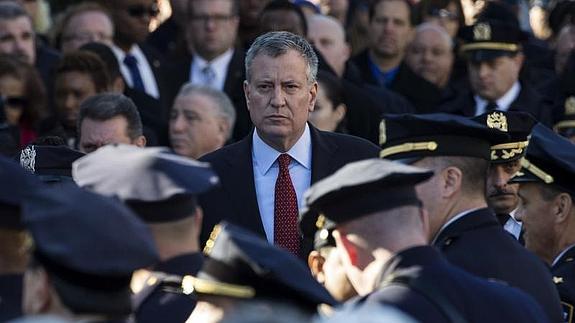 De Blasio, durante el homenaje. 