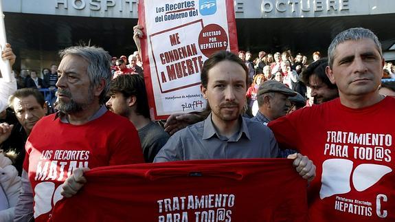 Pablo Iglesias durante la asamblea a las puertas del 12 de Octubre. Chema Moya (Efe)