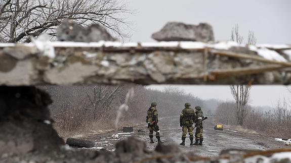 Separatistas prorrusos cerca de Debaltsevo. 