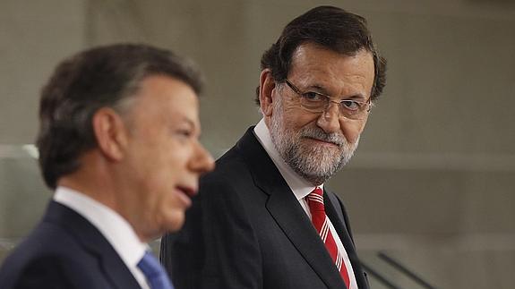 Mariano Rajoy y Juan Manuel Santos, en el Palacio de La Moncloa.