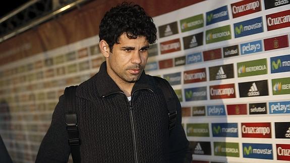 Diego Costa, a su llegada a la convocatoria. 