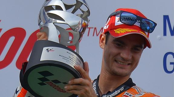 Dani Pedrosa, tras ganar en el GP de Malasia 2013. 