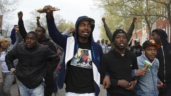 Protestas en Baltimore por la muerte de Freddie Gray. 