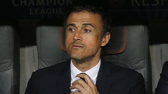 Luis Enrique, en un partido con el Barcelona. 