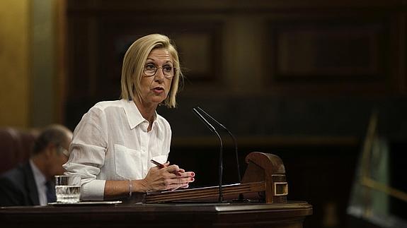 La portavoz de UPyD en el Congreso, Rosa Díez. 