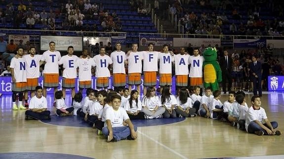 Los jugadores del Fuenlabrada mandaron su apoyo a Huffman el pasado fin de semana. 