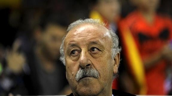 Vicente del Bosque, durante un encuentro de España. 